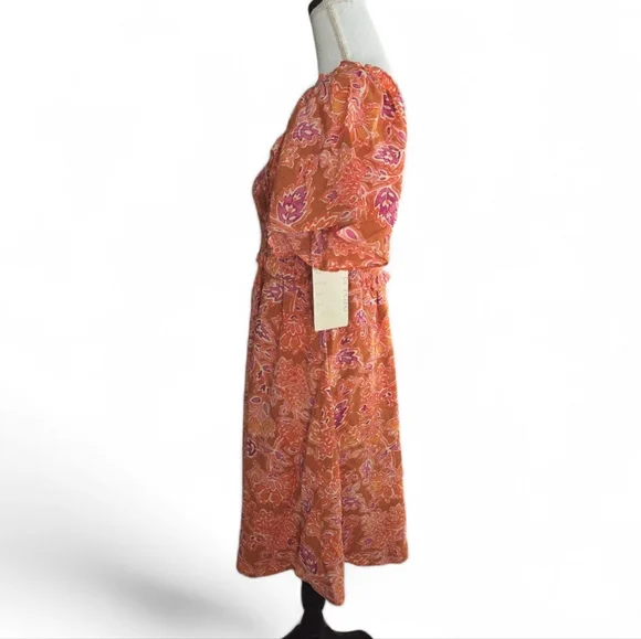 Doe & Rae Orange Smocked Mini Dress - Picture 6 of 10